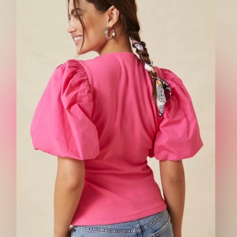 Anthropologie Maeve Puff Sleeve Wrap Top | size: Small